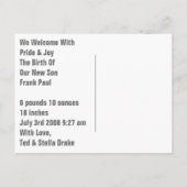 Individuelle Geburtsankündigung 2 Ankündigungspostkarte (Rückseite)