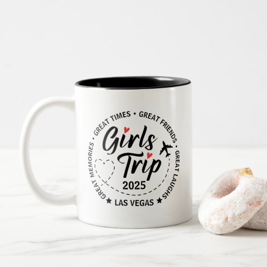 Individuelle Girls Trip Group Matching Vacation Zweifarbige Tasse (Mit Donut)
