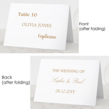 Individuelle Golden Beige Hochzeit Platzkarte