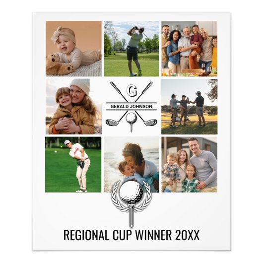 Individuelle Golf Collage mit Monogram Design Fotodruck (Vorne)