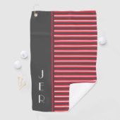 Individuelle Golfer-Initialen | Rot Grau Moderne S Golfhandtuch (Insitu)