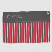 Individuelle Golfer-Initialen | Rot Grau Moderne S Golfhandtuch (Horizontal)