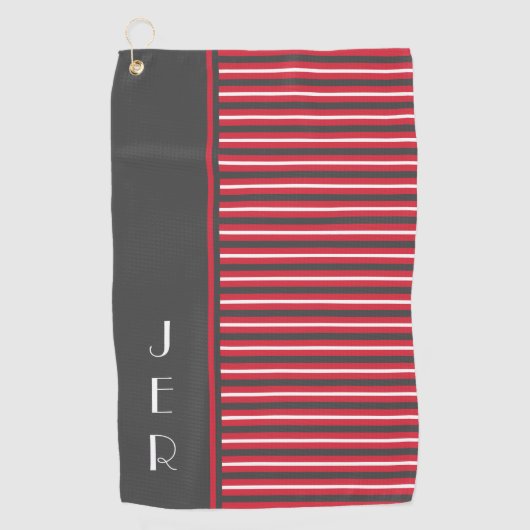 Individuelle Golfer-Initialen | Rot Grau Moderne S Golfhandtuch (Vorderseite)