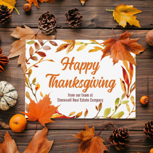 Individuelle Happy-Thanksgiving-Herbstblatt-Geschä Feiertagskarte