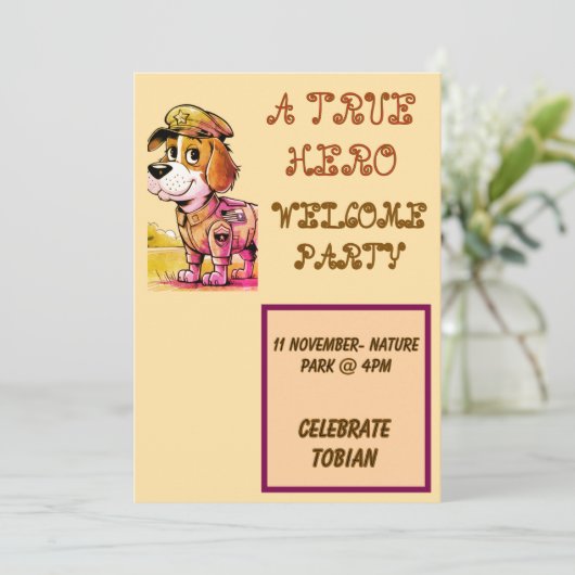 Individuelle Hero's Party Flat Einladung (Stehend Vorderseite)