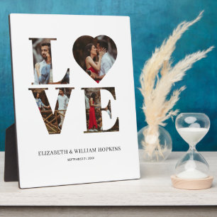 Individuelle Herzform-Fototafel 4 Fotos Vertikal Fotoplatte