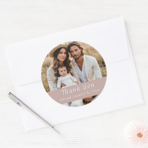 individuelle Hochzeits-Danke-Single-Foto-Rosé-Aufk Runder Aufkleber