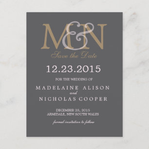 Individuelle Holzkohle moderne Hochzeit speichern Save The Date