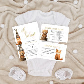 Individuelle Holztiere Niedliche rustikale Babydus Einladung