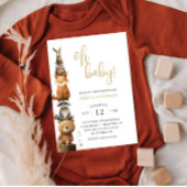 Individuelle Holztiere Niedliche rustikale Babydus Einladung