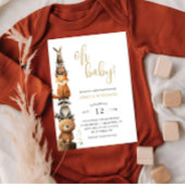 Individuelle Holztiere Niedliche rustikale Babydus Einladung