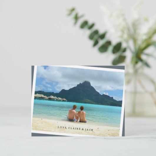 Individuelle Honeymoon-Reisekarte Postkarte (Stehend Vorderseite)