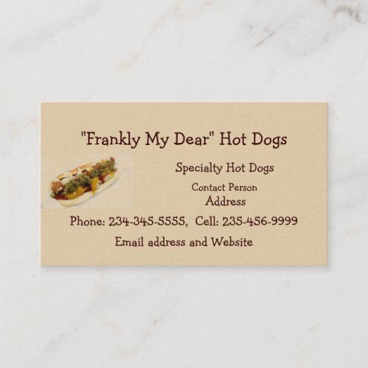 Individuelle Hot Dog Stands oder Food Cart Busines Visitenkarte (Vorderseite)