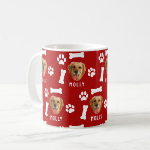 Individuelle Hund Haustier Foto & Name Rot Kaffeetasse