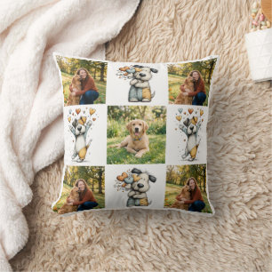 Individuelle Hunde-Fotocollage zum Geburtstag als Kissen