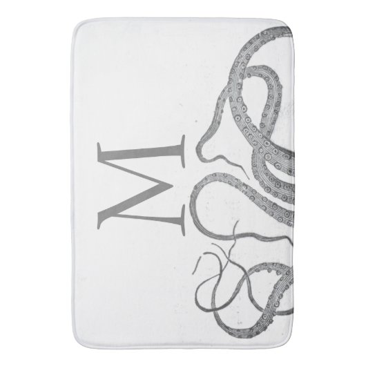 Individuelle initiale Monogramm nautischer Oktopus Badematte (Vorderseite Vertikal)