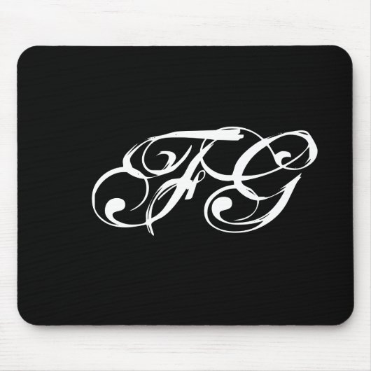 Individuelle Initialen Moderne Schwarz & Weiß Mousepad (Vorne)