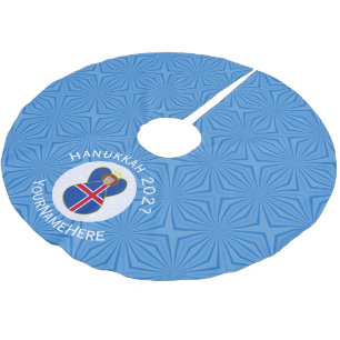 Individuelle isländische Engels-Hanukkah-Flagge Polyester Weihnachtsbaumdecke