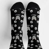 Individuelle Katzen-Foto & Name Schwarz Socken (Oben)