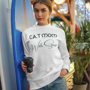 Individuelle Katzenmutter Grüner Schriftzug Lustig Sweatshirt