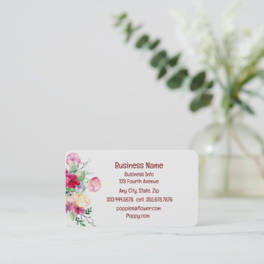 Individuelle länderspezifische florale Visitenkart Visitenkarte (Stehend Vorderseite)
