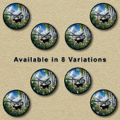 Individuelle Landschaft Tuxedo Cat Erkundung Runde Wanduhr