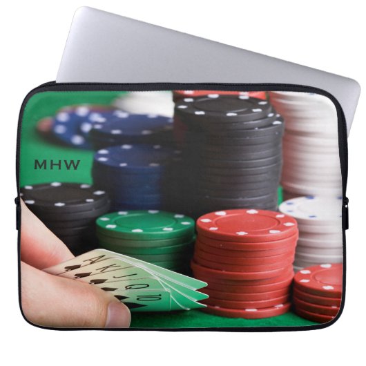 Individuelle Laptop-Ärmel für POKER in Monogramm Laptopschutzhülle (Vorderseite)