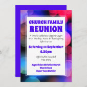 Individuelle Lila Bokeh CHURCH FAMILY WIEDERSEHEN Einladung (Vorne/Hinten)