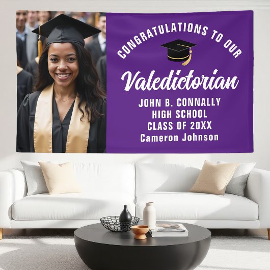 Individuelle Lila valedictorianische Foto Graduati Banner