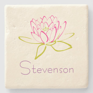 Individuelle Lotus-Blume / Wasserlilie-Illustratio Steinuntersetzer