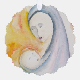 Individuelle Madonna und Kinderwasserfarbe Ornament Karte