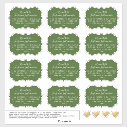 Individuelle Mailing Labels Einzigartige Form Grün (Blatt)