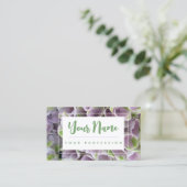 Individuelle Mauve & Green Floral Business Card Visitenkarte (Stehend Vorderseite)