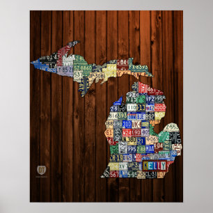 Individuelle Michigan-Kennzeichenkarte mit Namen Poster
