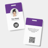 Individuelle Mitarbeiter Moderne ID Card Lila QR-A Ausweis (Vorder- & Rückseite)