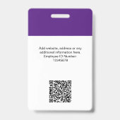 Individuelle Mitarbeiter Moderne ID Card Lila QR-A Ausweis (Rückseite)