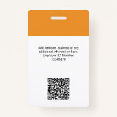 Individuelle Mitarbeiter Moderne ID Card Mandarine Ausweis (Rückseite)