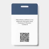Individuelle Mitarbeiter Moderne ID Card Navy Blue Ausweis (Rückseite)