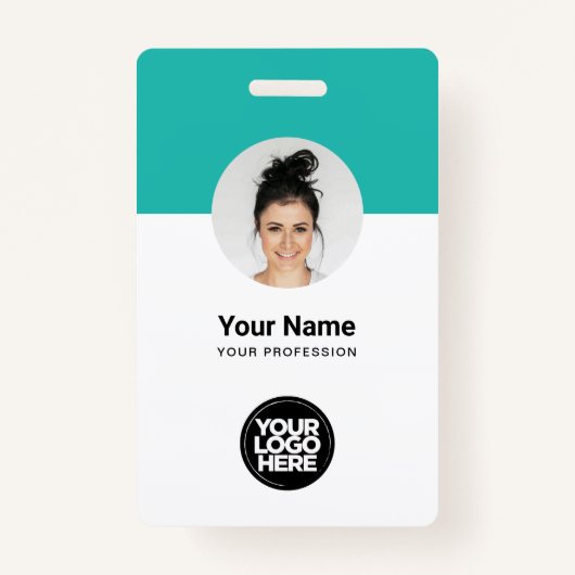 Individuelle Mitarbeiter Moderne ID-Karte Türkis Q Ausweis (Vorderseite)