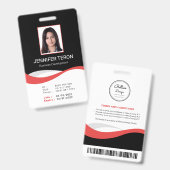 Individuelle, moderne Black Employee ID Card mit B Ausweis (Vorder- & Rückseite)