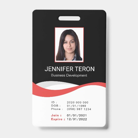 Individuelle, moderne Black Employee ID Card mit B Ausweis (Vorderseite)