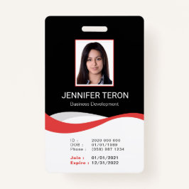 Individuelle, moderne Black Employee ID Card mit B Ausweis