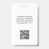Individuelle, moderne Black & White Mitarbeiter Fo Ausweis (Rückseite)