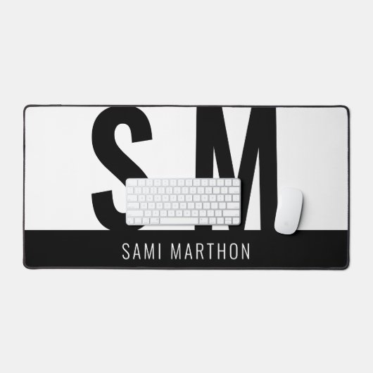 Individuelle, moderne Schwarz-Weiß-Einfache Initia Schreibtischunterlage (Tastatur & Maus)