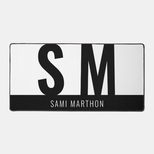 Individuelle, moderne Schwarz-Weiß-Einfache Initia Schreibtischunterlage (Vorderseite)