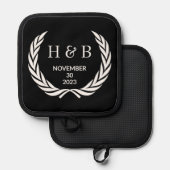 Individuelle, moderne Typografie-Coupé-Initialen Topflappen (Vorderseite/Rückseite)