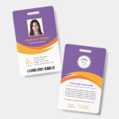 Individuelle, moderne Violet Mitarbeiter ID Card m Ausweis (Vorder- & Rückseite)