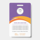Individuelle, moderne Violet Mitarbeiter ID Card m Ausweis (Rückseite)
