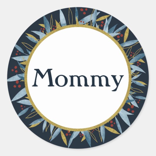 Individuelle Mommy Rounded Frame mit Branch Bouque Runder Aufkleber (Vorderseite)