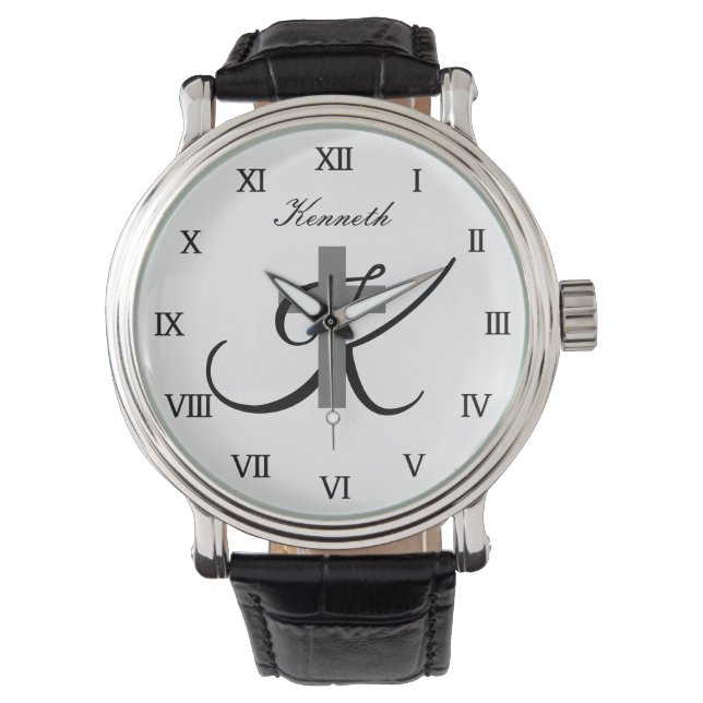 Individuelle monogrammatische Croswatch-Geschenke  Armbanduhr (Vorderseite)